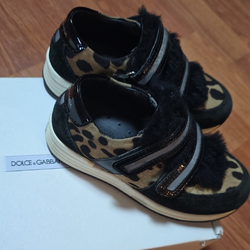 Dolce & Gabbana Black and Brown Sneakers with Velcro Straps